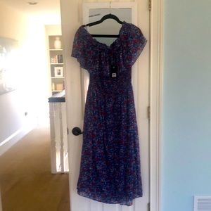 Women’s LUCKY Brand floral smocked midi dress NWT